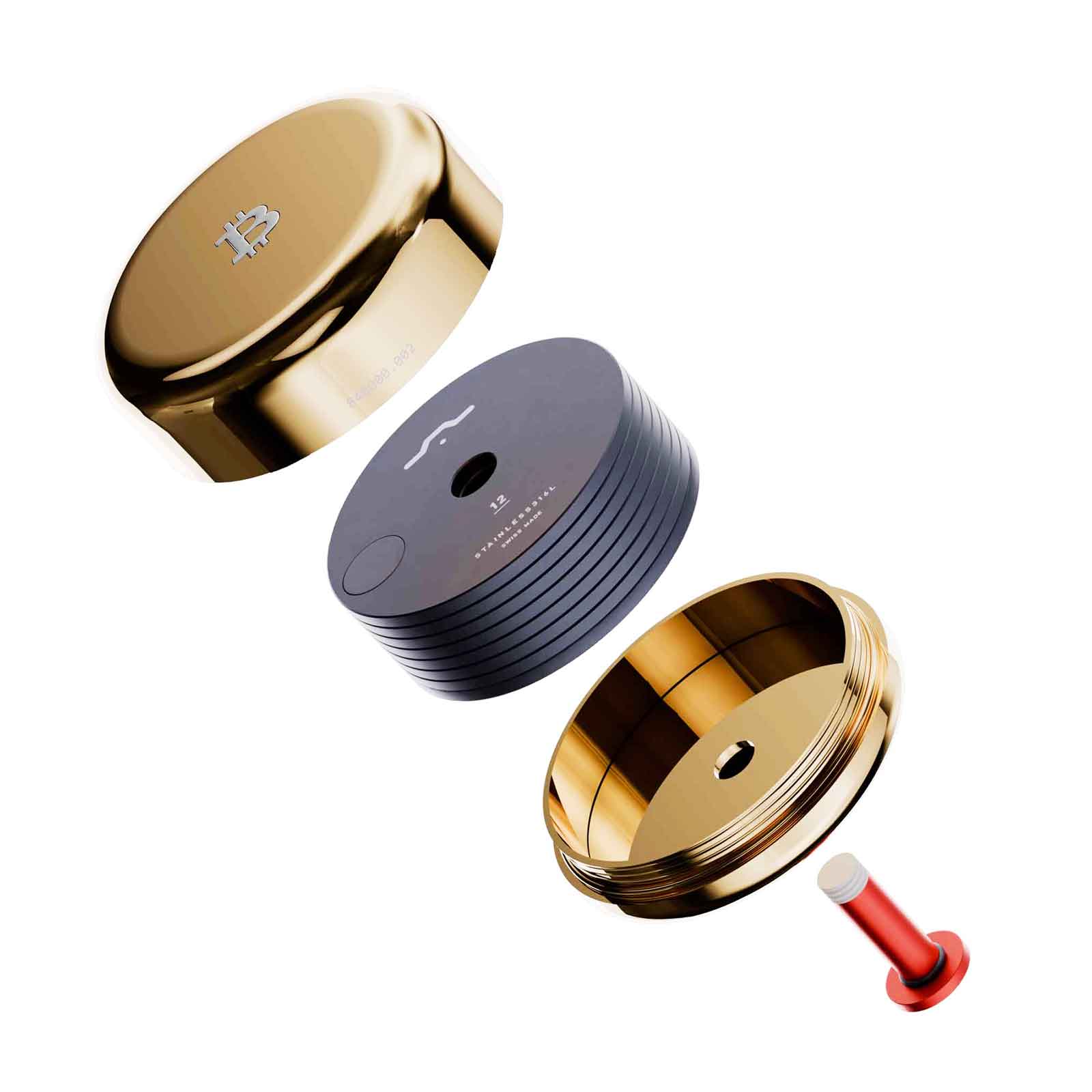 Hodlr Shield — Bitcoin Gold Stainless Heart 12
