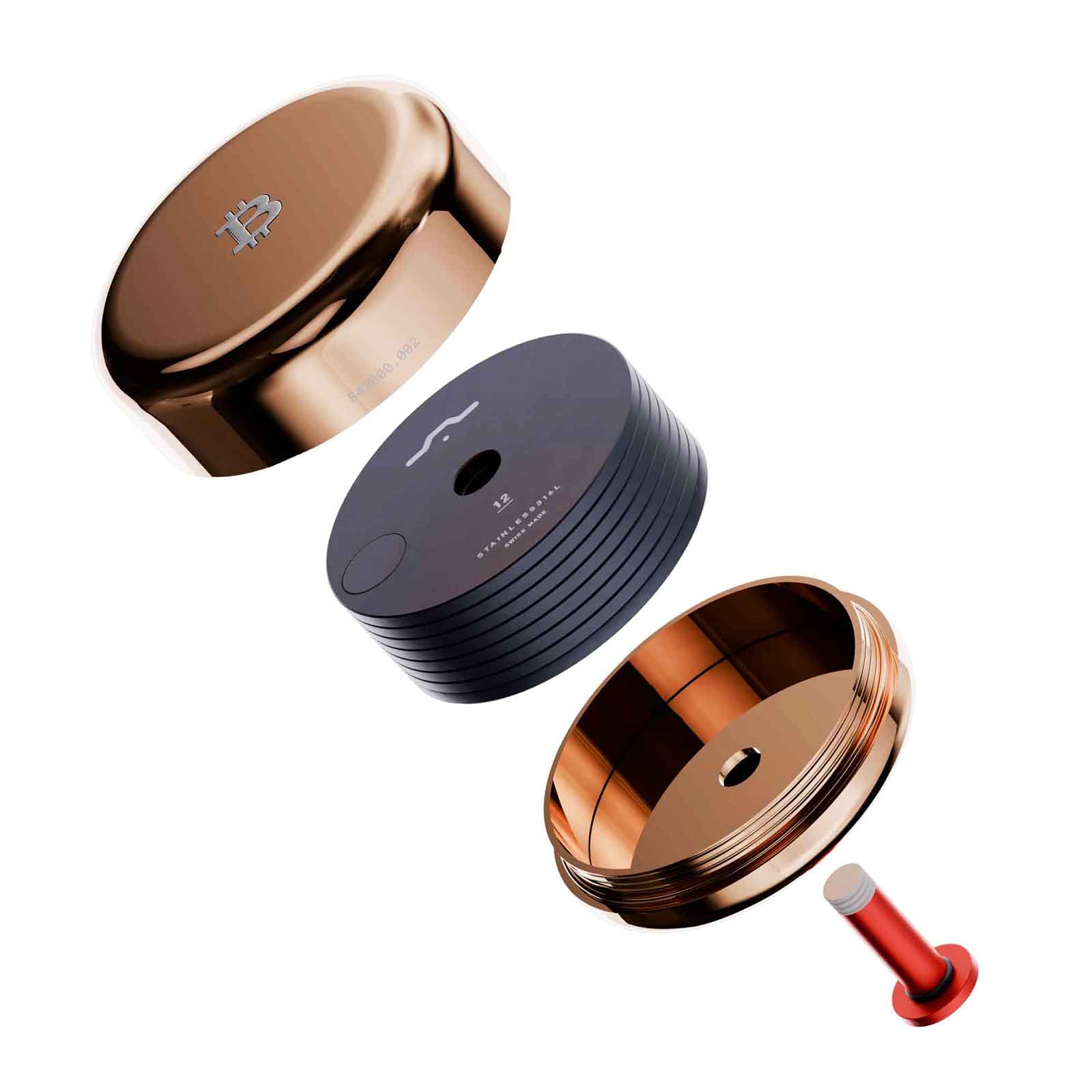 Bitcoin Rose Gold Stainless Heart 12