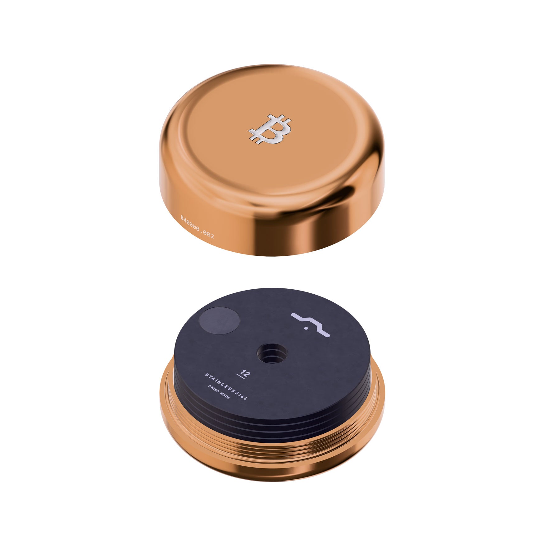 HODLR Premium Crypto Seed Storage | Hodlr Disks Shield Bitcoin Rose Gold 12  | Robust cold storage metal backup for all wallets seed phrases | Swiss Made