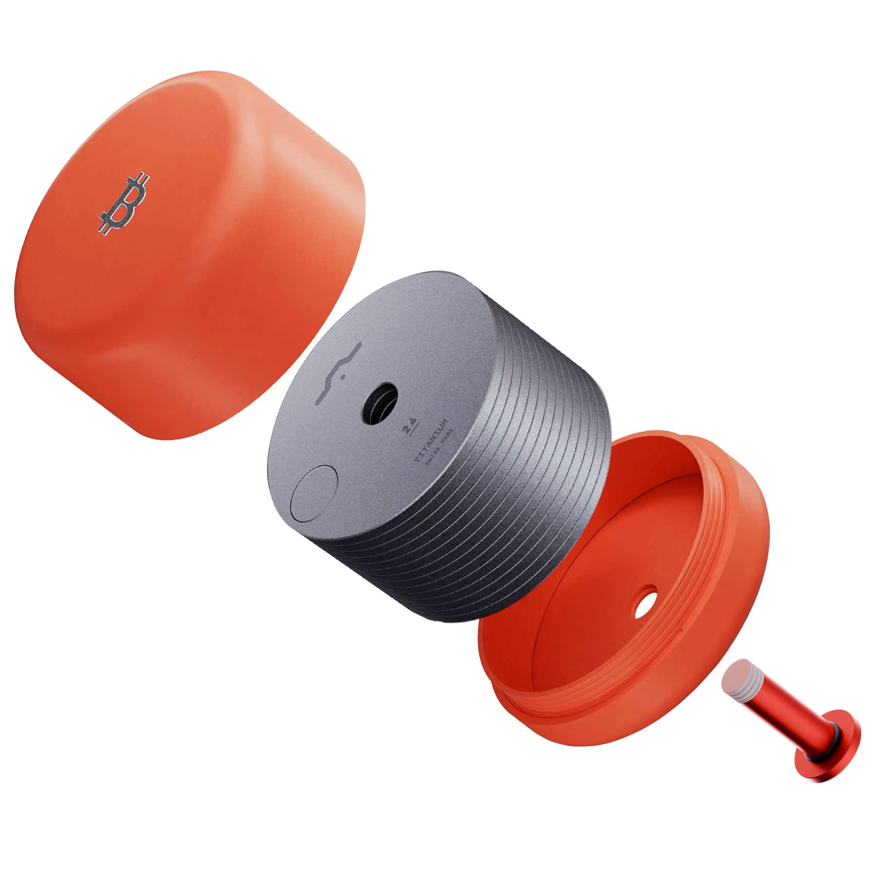 Hodlr Shield — Bitcoin Orange Titanium Heart 24