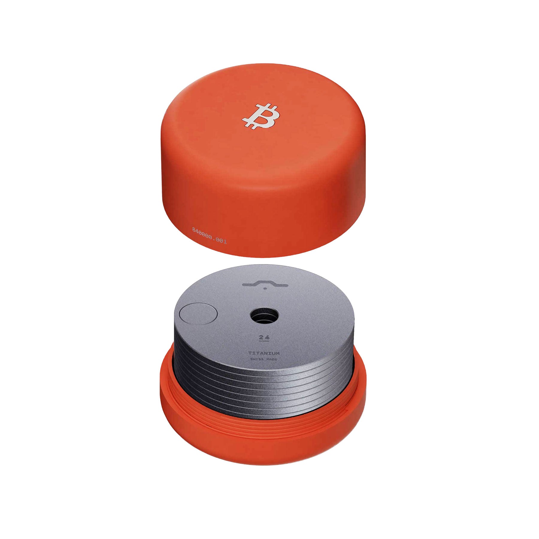 Hodlr Shield — Bitcoin Orange Titanium Heart 24