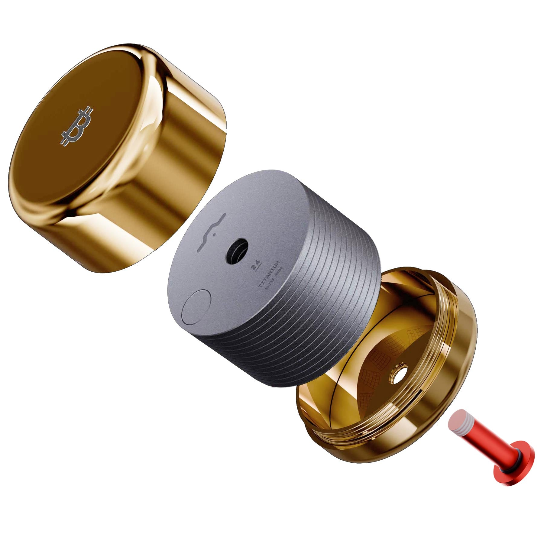 Hodlr Shield — Bitcoin Gold Titanium Heart 24