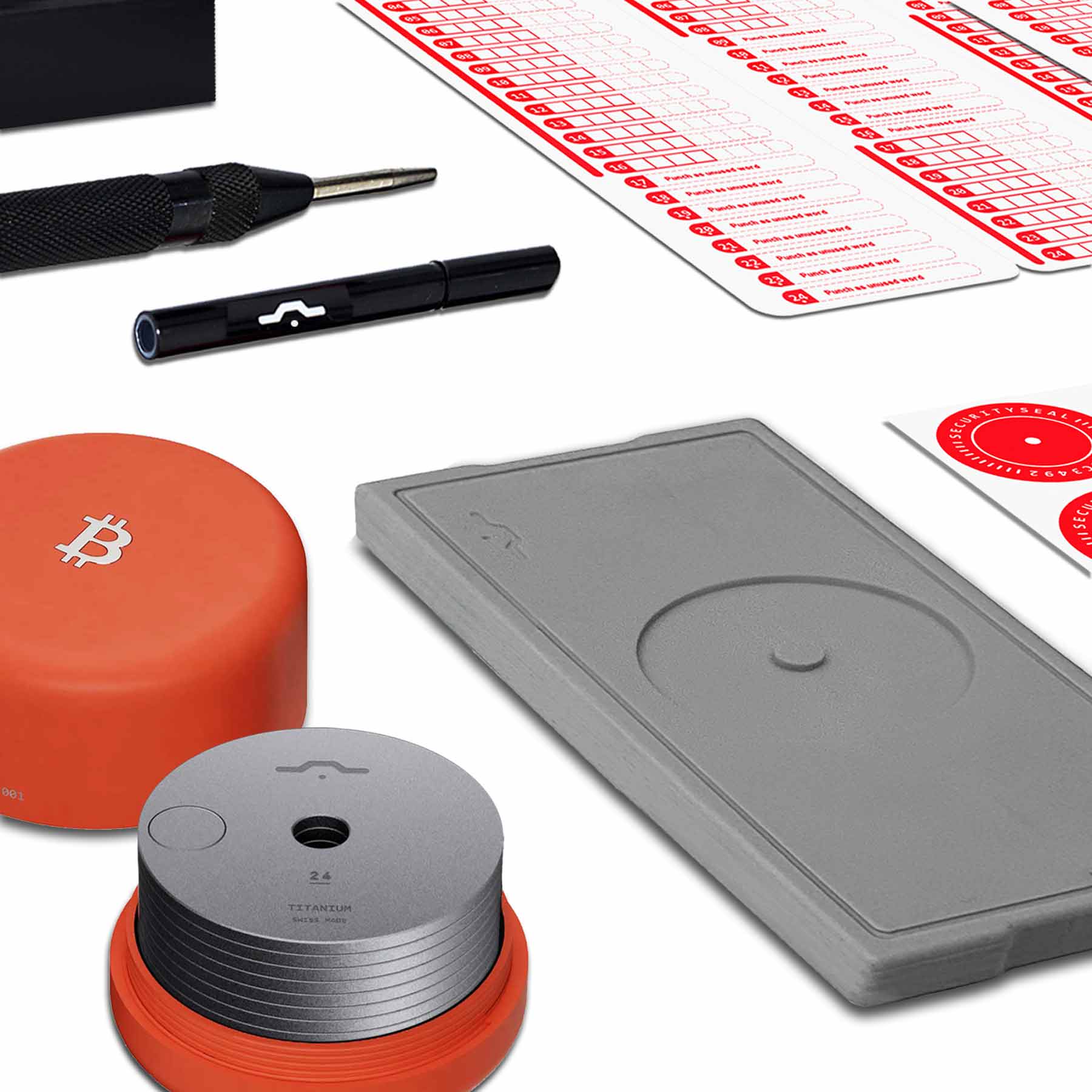 Hodlr Shield — Bitcoin Orange Titanium Heart 24